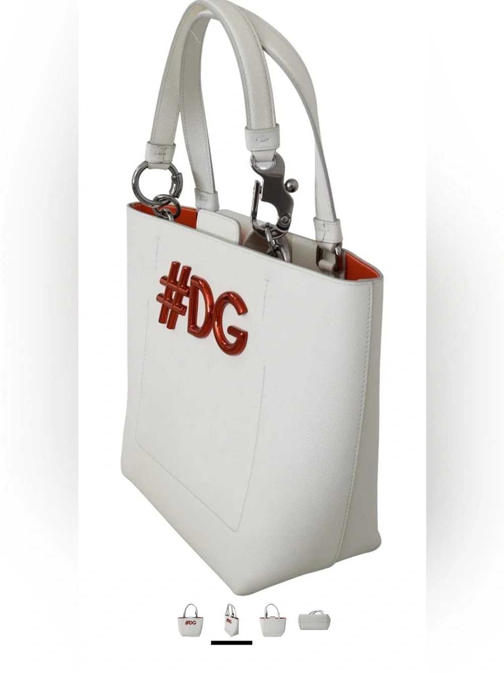 Dolce&Gabbana White #DG Hand Tote Borse leather Beatrice bag.